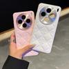Kawaii Simple Tartan Pattern Leather Case For Vivo X100 X100s X200 X200s X300 Pro Mini Ultra Full Lens Protection Back Cover