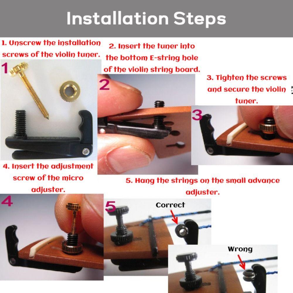 4PCS/Set Stringed Instrument Accessories Fiddle String Adjuster Metal Violin Spinner Tuning Screw