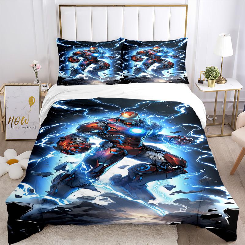 Iron Man Strike Print 3Pcs Bedding Setduvet Cover With 2 Bedropillowcase Home Birthday Gift