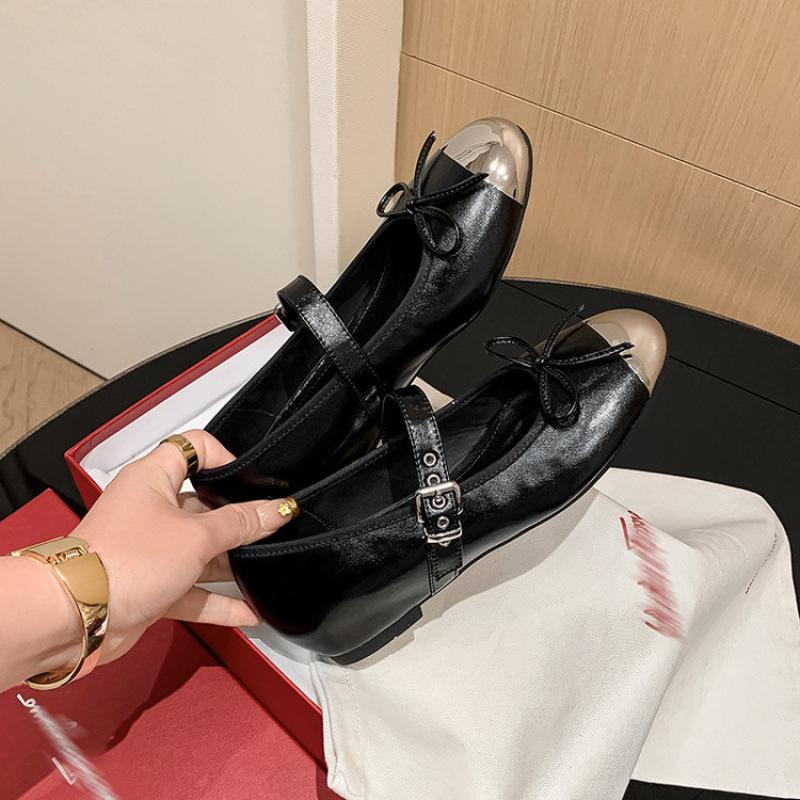 

Four Seasons Wear Women s Fashion Single Shoes Low Heel Leather Large Size Non-slip Small Leather Shoes Casual Solid Color Round Head Sheepskin Women 39 чёрный