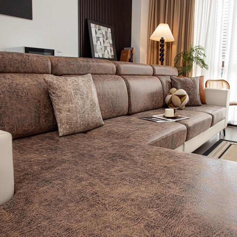 

Sofa Seat Cushion Covers Leather-Look Stretch Sofa Slipcover for Living Room Individual Couch Protectors Pet-Friendly Non-Slip Normal Size (S)-1pc