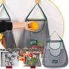 Reusable Hanging Mesh Storage Bags Durable Kitchen Home Fruit Vegetable for Ginger Garlic Potatoes Onions
