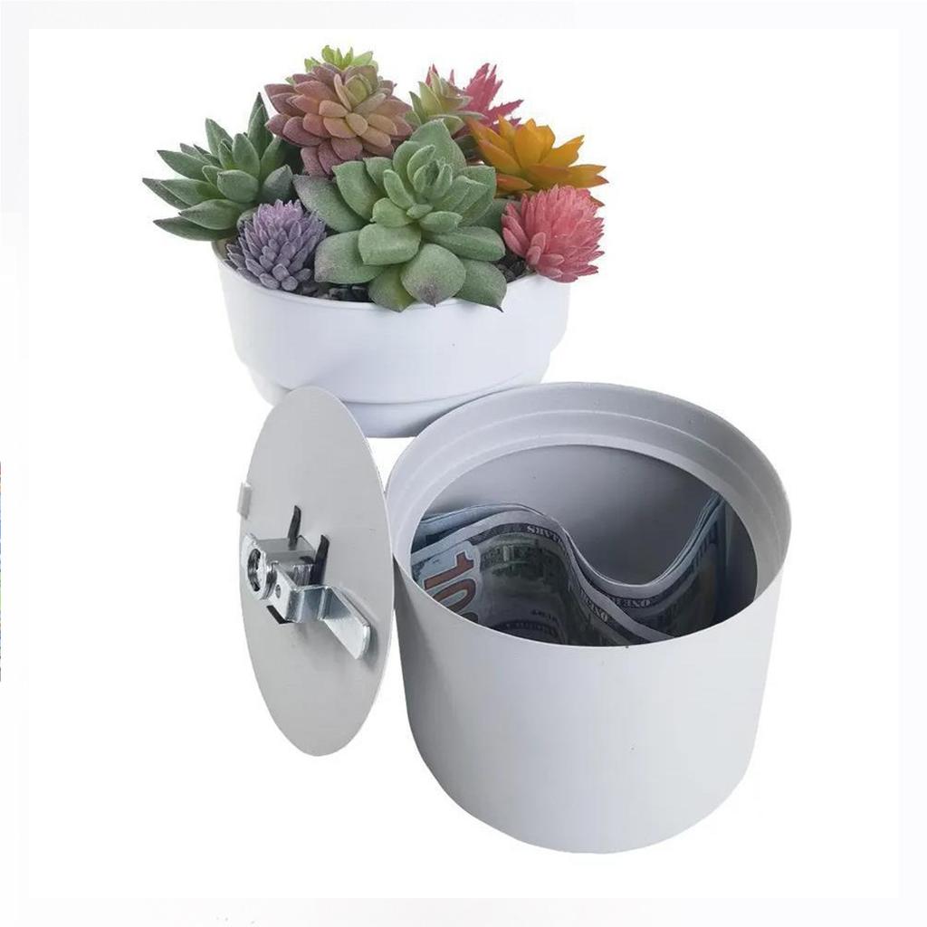 Lockable Hidden Safe Flower Pot 2-Layer Separable Security Box Secret Stash Organizer for Money Keys Jewelry & Other Valuables