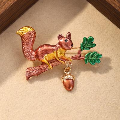 Fashionable Cute Animal Squirrel Temperament Women's High-end Exquisite Accessories Brooch
