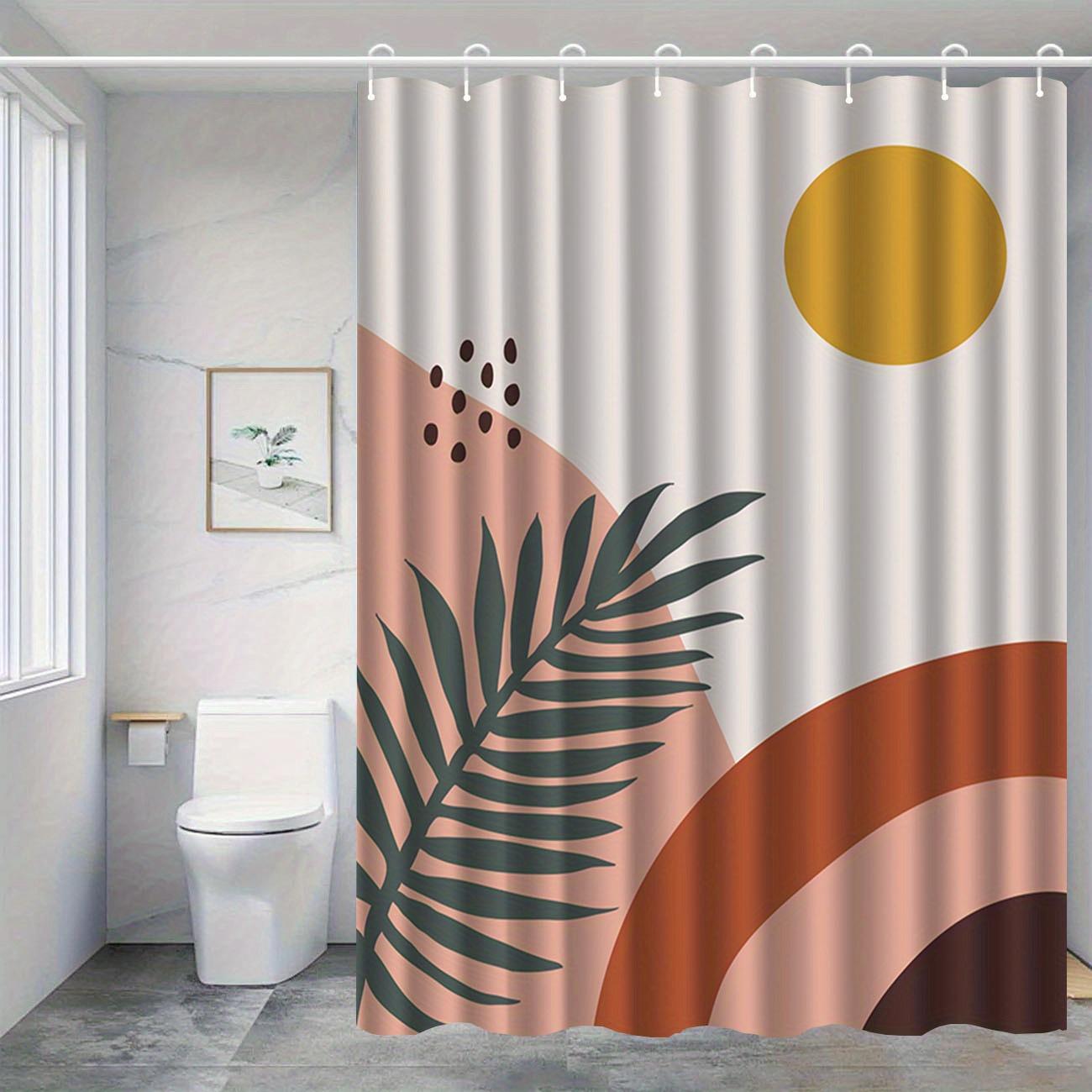 

1Pc Simple Pattern Shower Curtain With Hook, Water-Washing Shower Curtain, Bath Partition, Bathroom Accessories, Home Decoration W60H190(CM)-1 Pcs