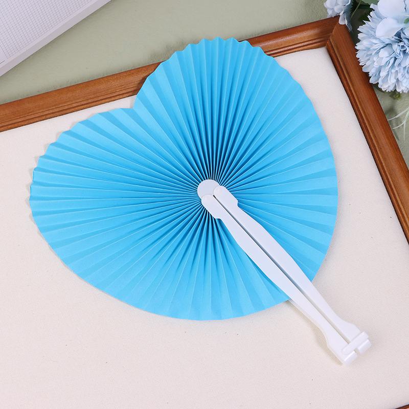 1Pc Wedding Heart-Shaped Paper Folding Fan For Birthday Party Souvenirs Anniversary Engagement Baby Baptisms Guest Gifts