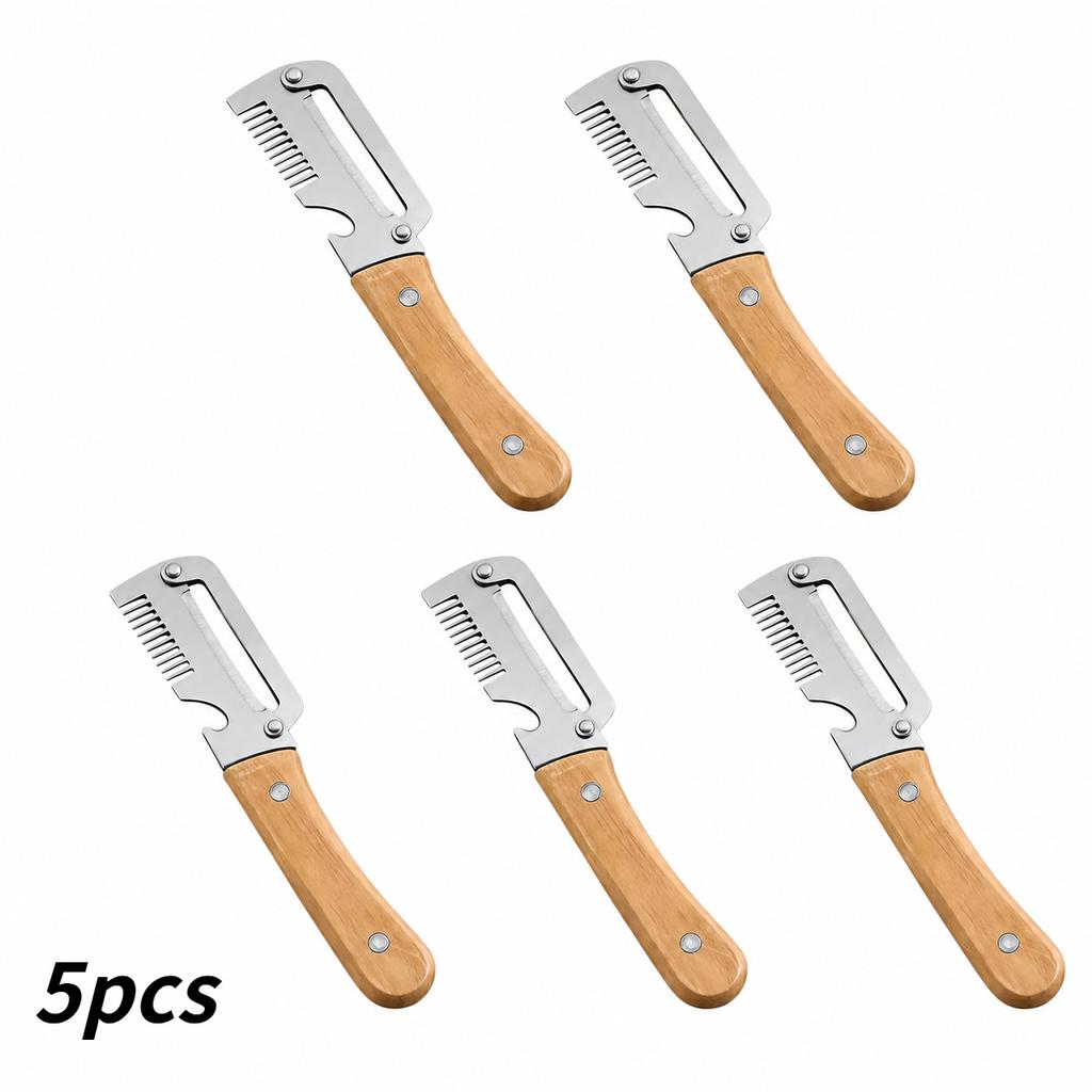 Kitchen Culinary Gadget 2-in-1 Stainless Steel Peeler Ergonomic Wood Handle for Fruit Potato Vegetable Trimming