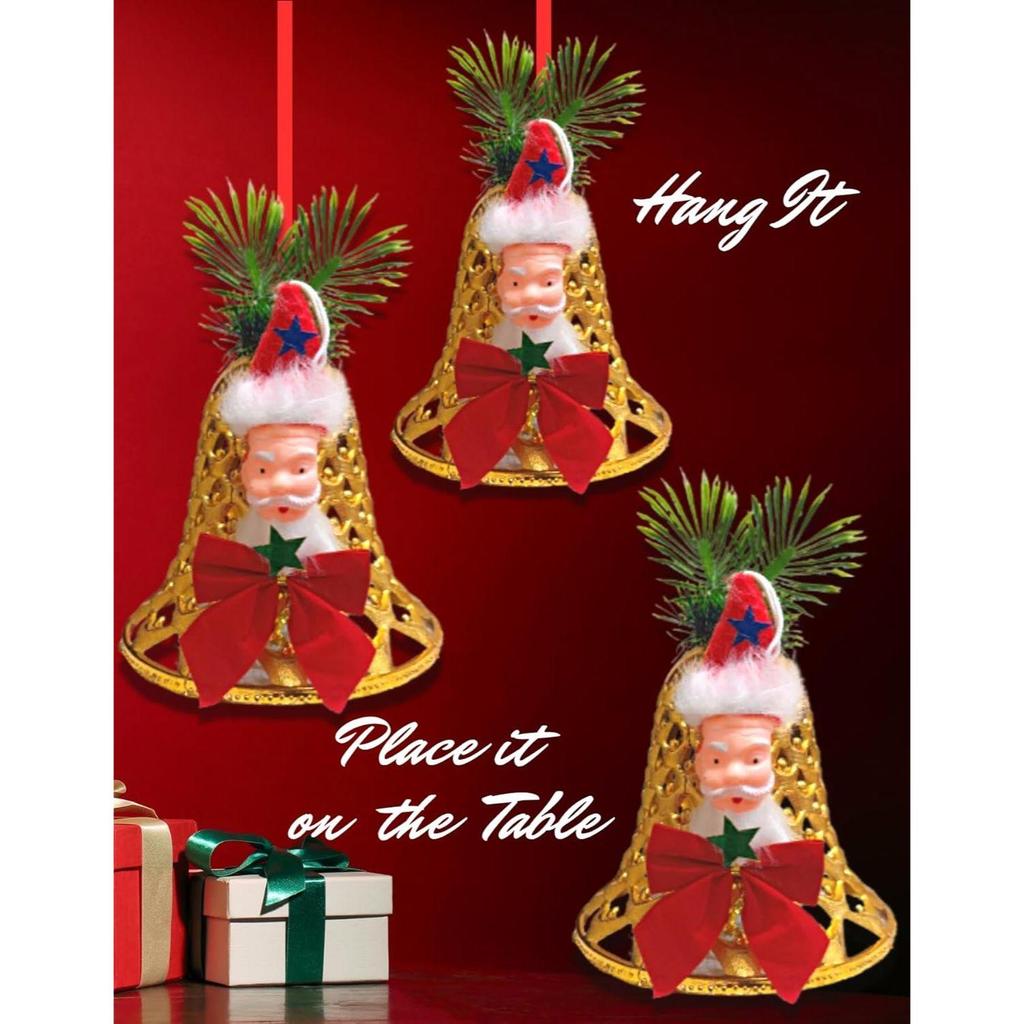 Christmas Decoration Merry Christmas Golden Bell Shaped Decorative Items for Xmas Santa Bells for Home Office Decoration