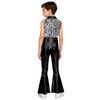 Kids Metallic Shiny Sleeveless Jumpsuit with Print Patchwork and Flared Pants for Boys Disco Halloween Party Outfit