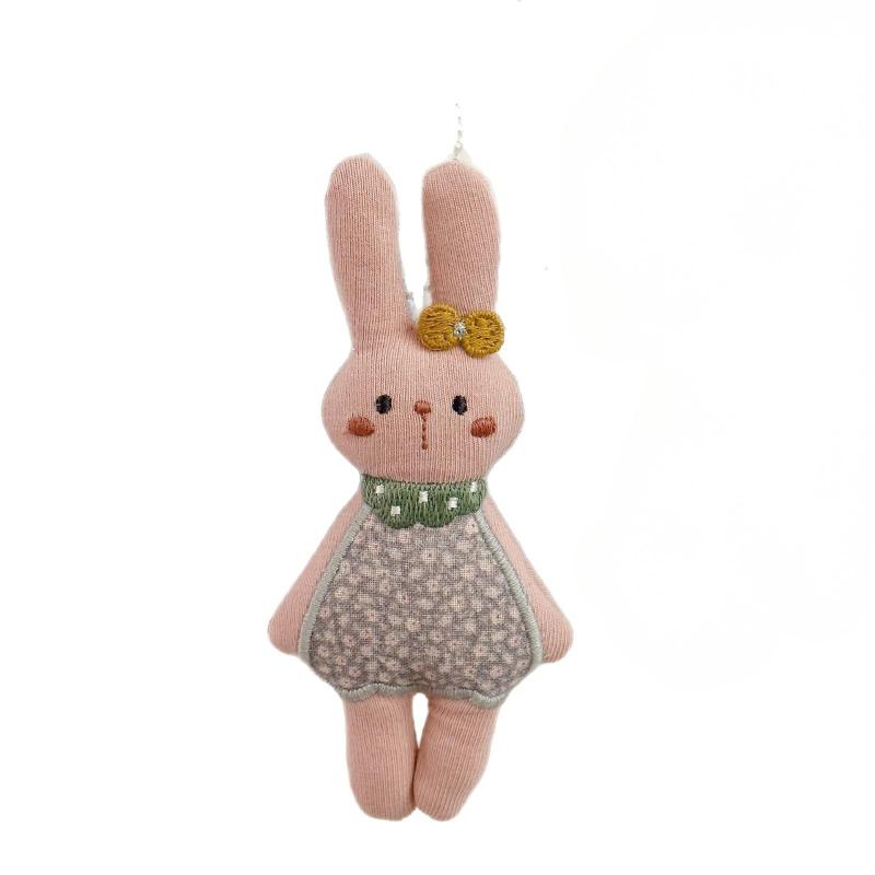 Cute Floral Cloth Animal Keychain Ins Style Lion Bear Rabbit Sheep Fabric Doll Pendant Cute Backpack Decor Daily Gift Accessory