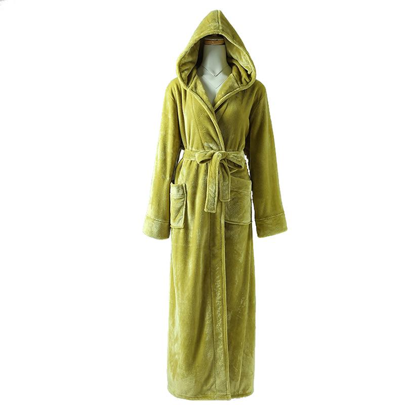 Flannel Pajamas Men's Hooded Thickened Pajamas Coral Velvet Men's Bathrobe Winter Robe Men's Bathrobe