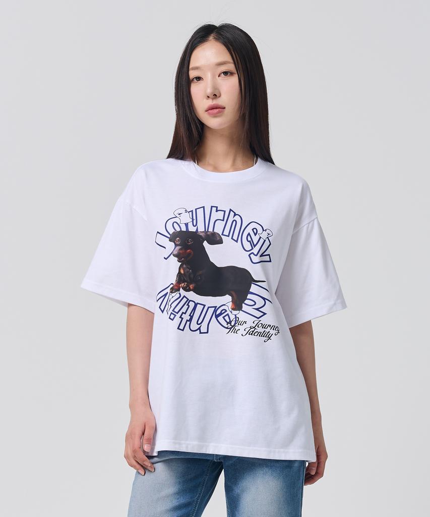 OUNDERR Mask Puppy Tee Oversized Short Sleeve T-Shirt [White]