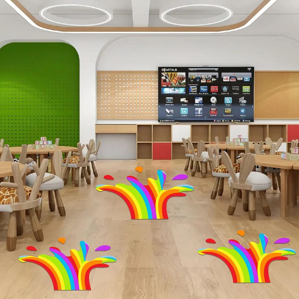 Korean Style Rainbow Stickers Kindergarten Children's Room Atmosphere Decoration Shopping Mall School Store Poster DIY Wallpaper