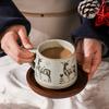 Christmas Vintage Ceramic Mug with Heat-resistant Handle Coffee Cup Nordic Style Home Office Handmade Water Tea Cups Xmas Gifts