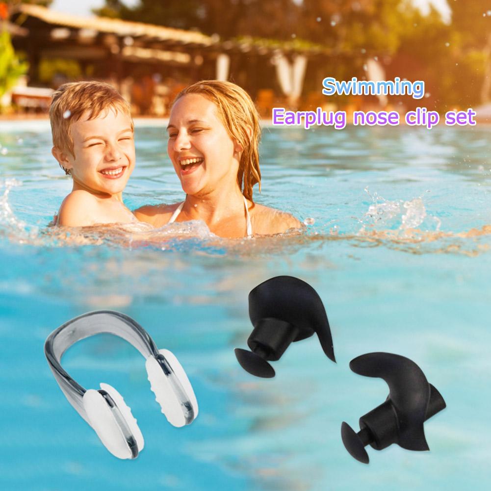 

Унисекс мягкий зажим для носа для плавания заглушка для носа шумоподавление с берушами (черный) час