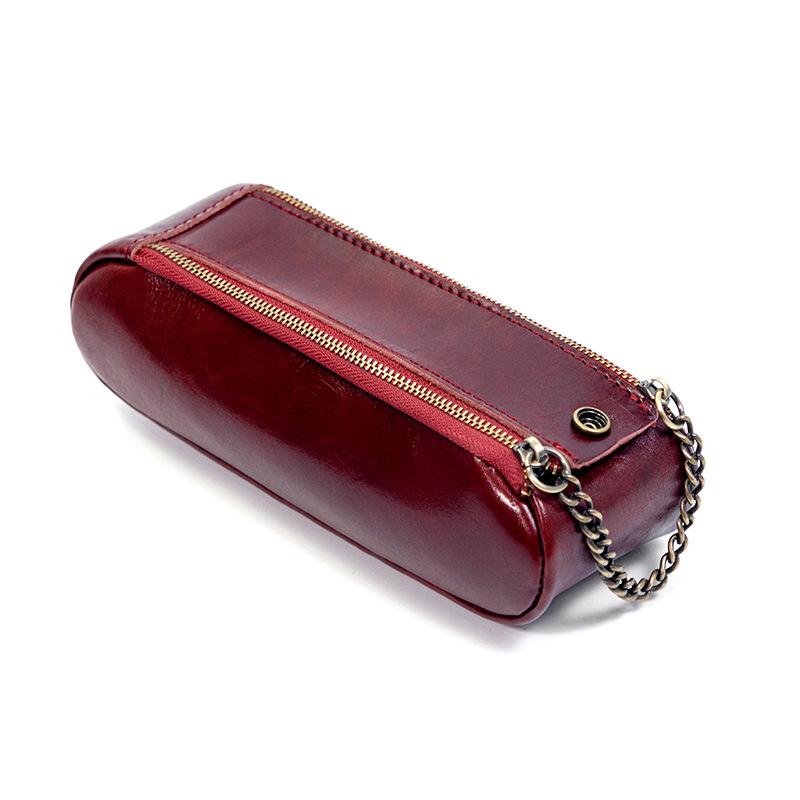 Retro Handmade Unisex Crazy Horse Leather Pencil Bag Leather Pencil Bag First Layer Cowhide Student Pencil Bag Stationery Box