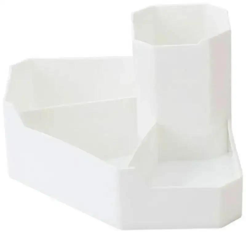 

Креативный новый угловой настольный ящик для хранения канцелярских принадлежностей, косметики, четыре ячейки, ящик для хранения ручек и помады, держатель для канцелярских принадлежностей для дома белый
