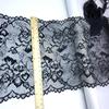 18.5cm Wide Black Stretchy Spandex Lace, Scalloped Elastic Mesh Lace Fabric for Lingerie, Bra, Underwear, Sewing & Crafting