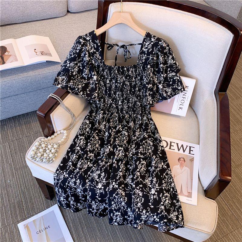 Elegante Abito in Chiffon Stile Francese Taglie Forti Per Nascondere la Pancia e Sembrare Giovani