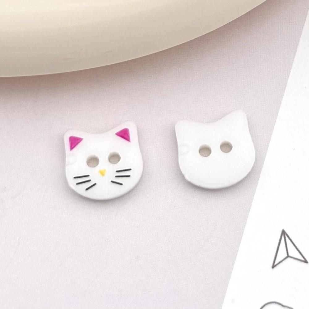40pcs Fashionable 12mm Kitty Buttons Cute Resin Calico Cat Buttons Creative Colorful Kitten Head Buttons Cardigan Sweater