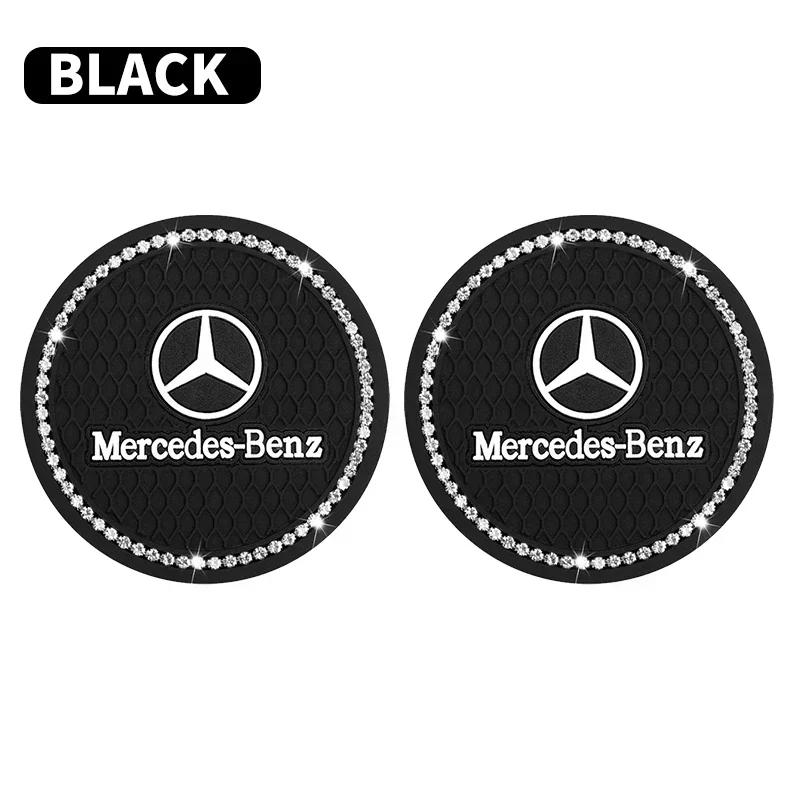 1/2PCS Rhinestone Car Cup Coaster Water Cup Holders Non-Slip Mat Pad for Mercedes Benz AMG A B C E R G Class GLK CLA GLB GLC GLA BW0