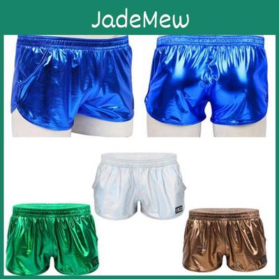Bukser Mænd Skinnende Metallisk Lav Talje Elastisk Linning Boxer Shorts Sceneoptræden Kostume