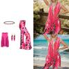1970s Hippie Party Costume Set With Fringe Vest Groovy Pants And Bandana Earrings For Fashion Themed Event