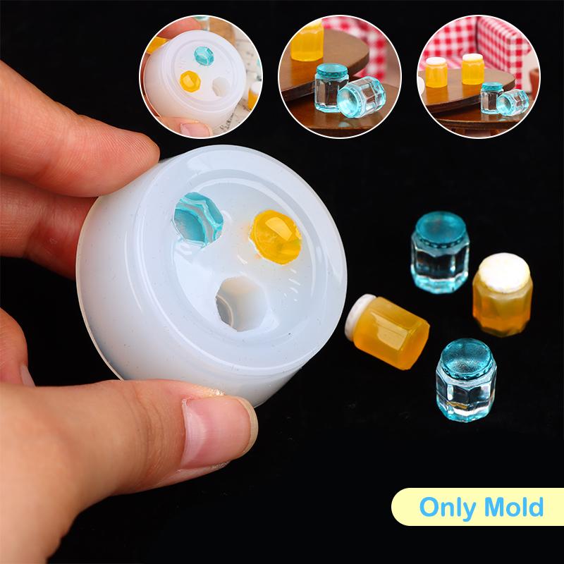 Mini Mold 1:12 Dollhouse Miniature Beverage Can Honey Pot Drink Bottle Diy Silicone Mold Doll House Home Decor(Only Mold)