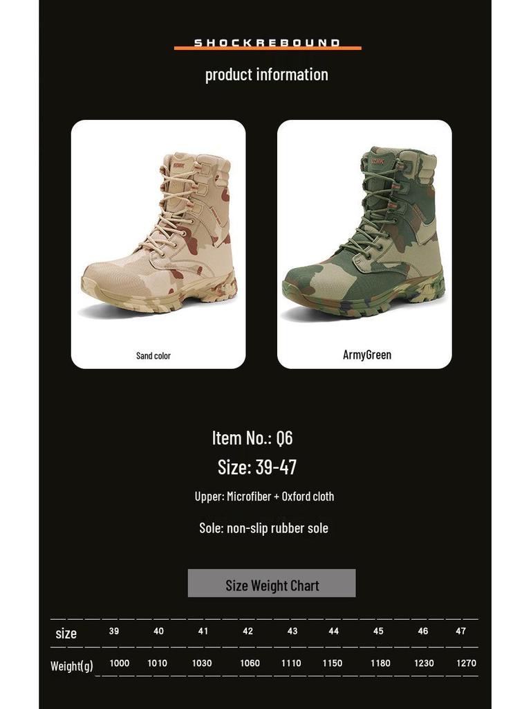 Men's High-Top Camouflage Combat Boots: Non-Slip, Anti-Collision, Wear-Resistant Desert Hiking Boots