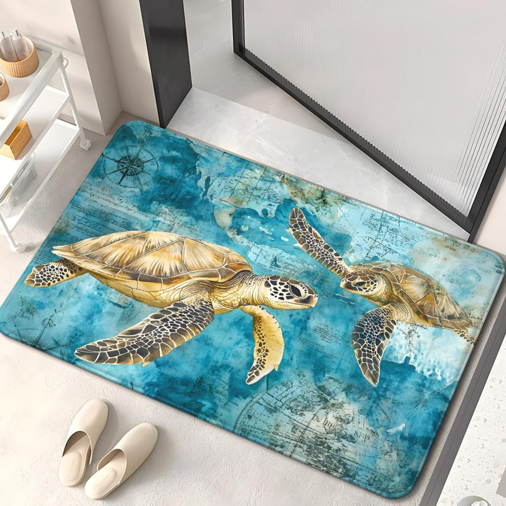 3D Ocean View Doormat Realistic Underwater Coral and Fish Print with Broken Wall Effect Non Slip Floor Mat for Fun Home Decor