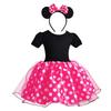 [CQDY] Transform Into a Minnie Mouse-esque Princess Dress (Children's Dress + Headband) 2-Piece Set, Polka Dot Minnie-Style Cosplay, Girls' Dress,