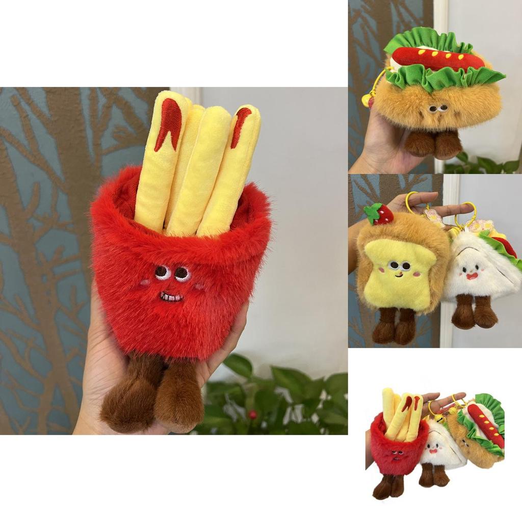 Toast French Fries Sandwich Cake Plush Toy Pendant For Kids And Teens Gift
