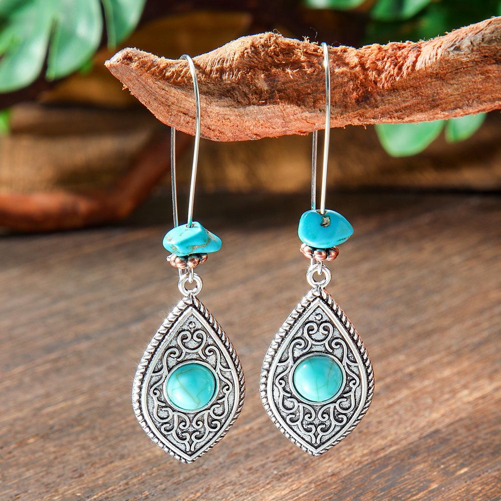 Hot-selling Turquoise Earrings Multi-piece Set Bohemian Personality Geometric Earrings Earrings