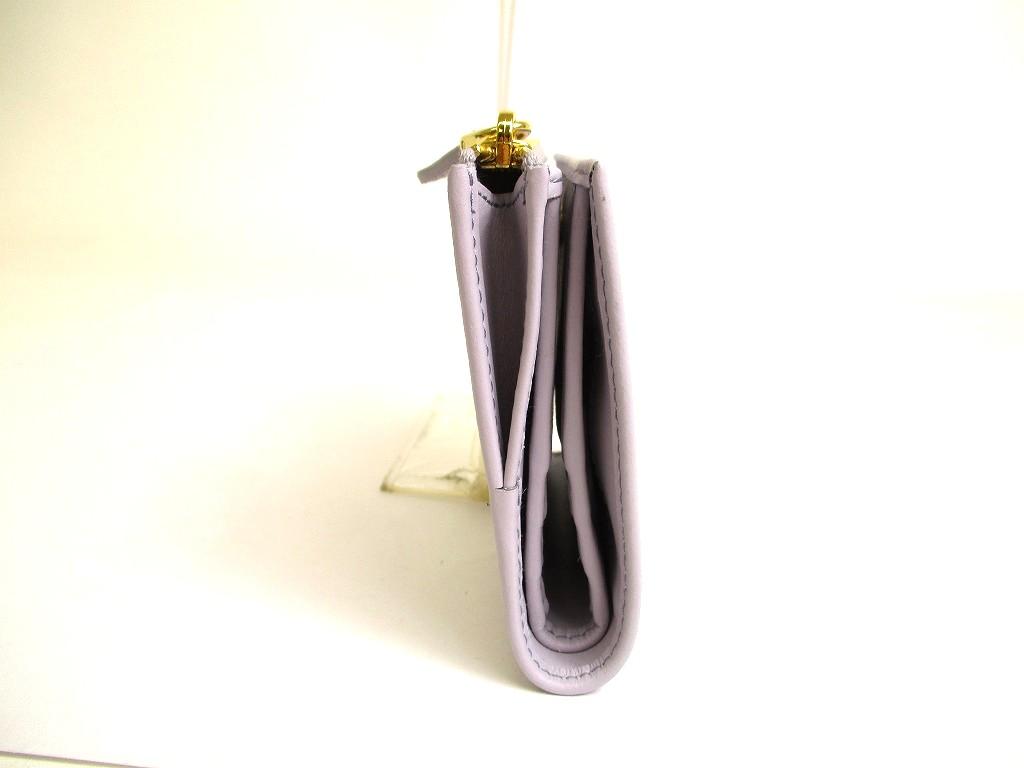 Carteira Dobrável Autêntica PRADA em Couro Roxo Claro Carteira Compacta #b055 Caixa Aberta