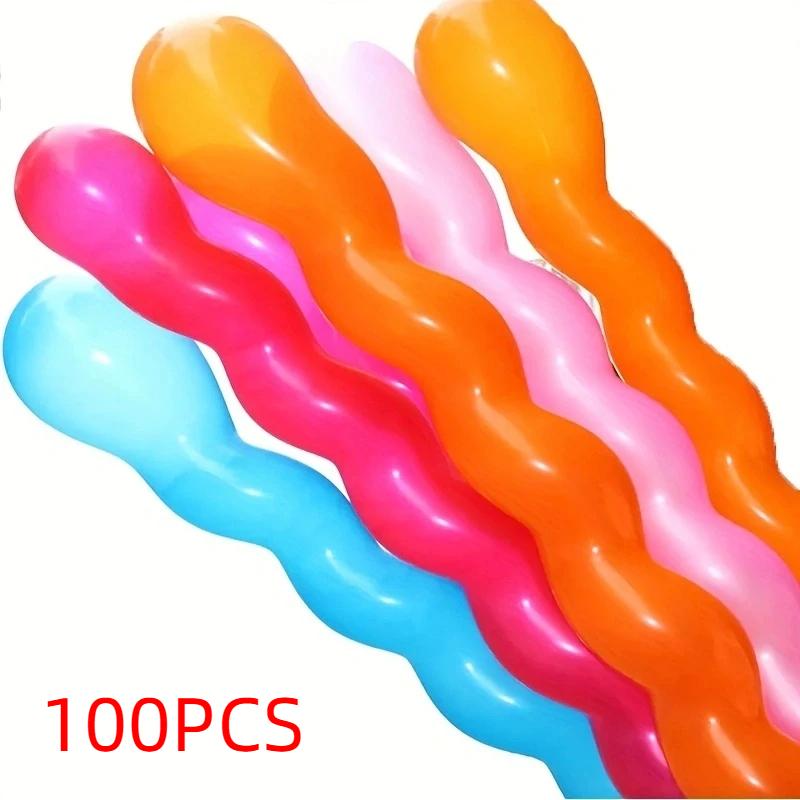 100pcs Balloon Long Strip Spiral Style Color Latex Gathering Party Birthday Wedding Decoration Balloon Design with Inflator