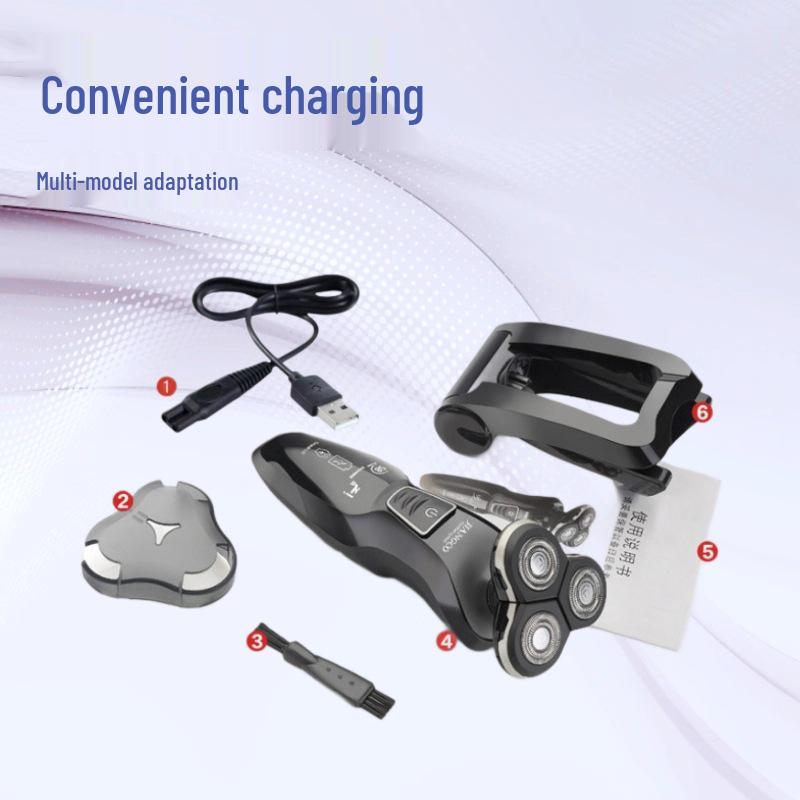 4D Washable Electric Shaver with Floating Three-Blade High-Power Razor