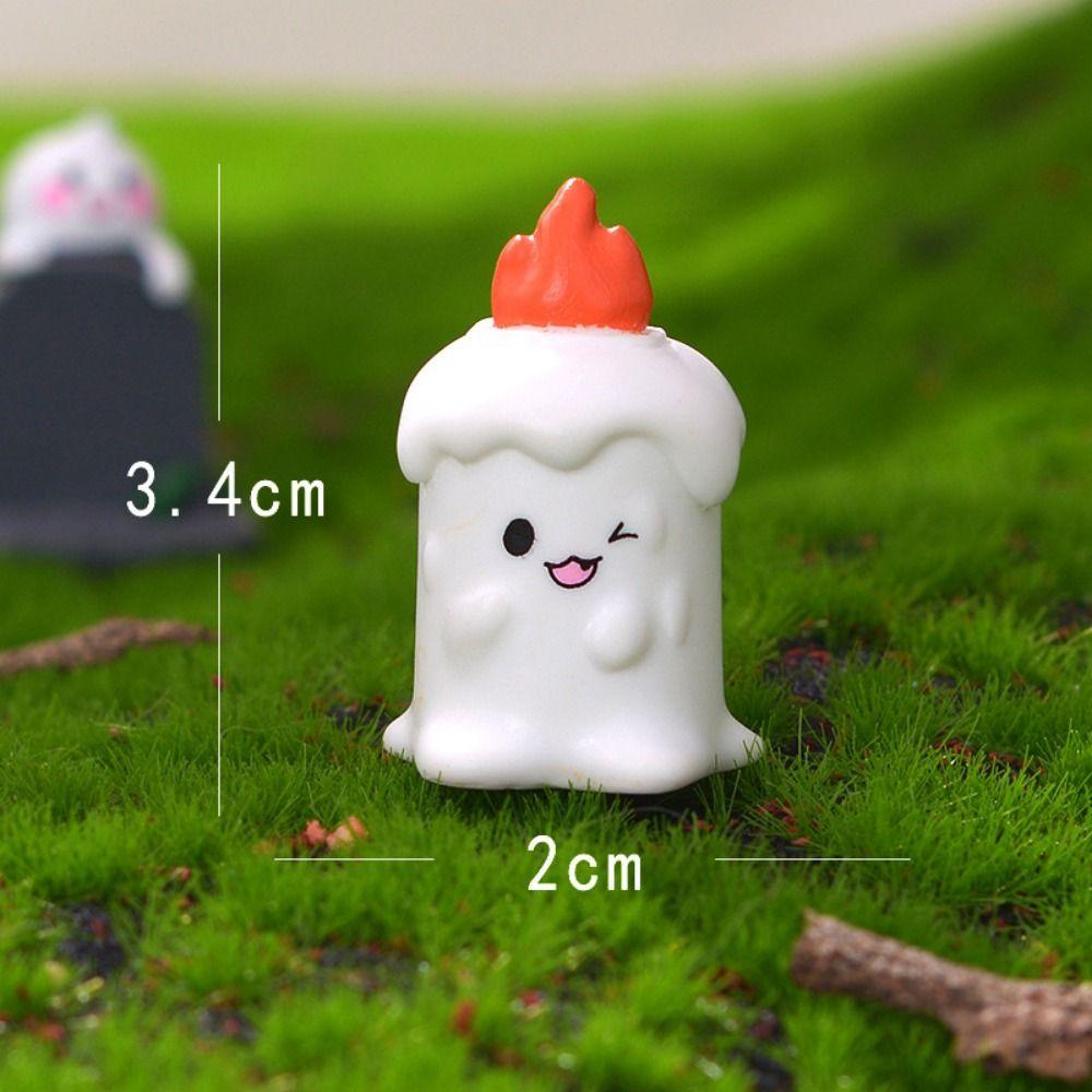 3D Halloween Small Ornaments Cute Ghost Candlestick Ornaments Halloween Ghost Tombstone Outdoor