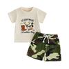 2Pcs Baby Boy Summer Outfits Short Sleeve Animal Boots Print T-Shirt Shorts Set Clothes