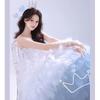 Blue tube top wedding dress sweet fashion super fairy male style light luxury outdoor fluffy yarn
