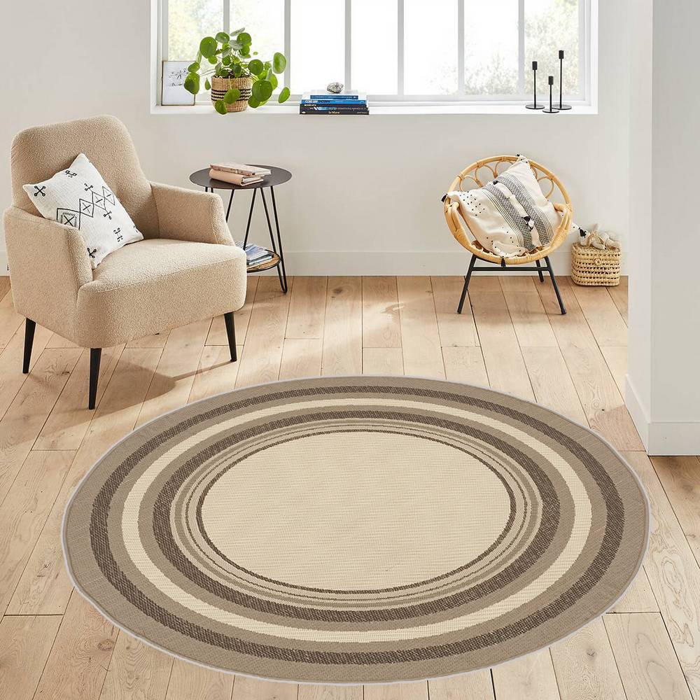

Eliana Home Washable Round Printed Carpet LNA7161 100x100 бежевый