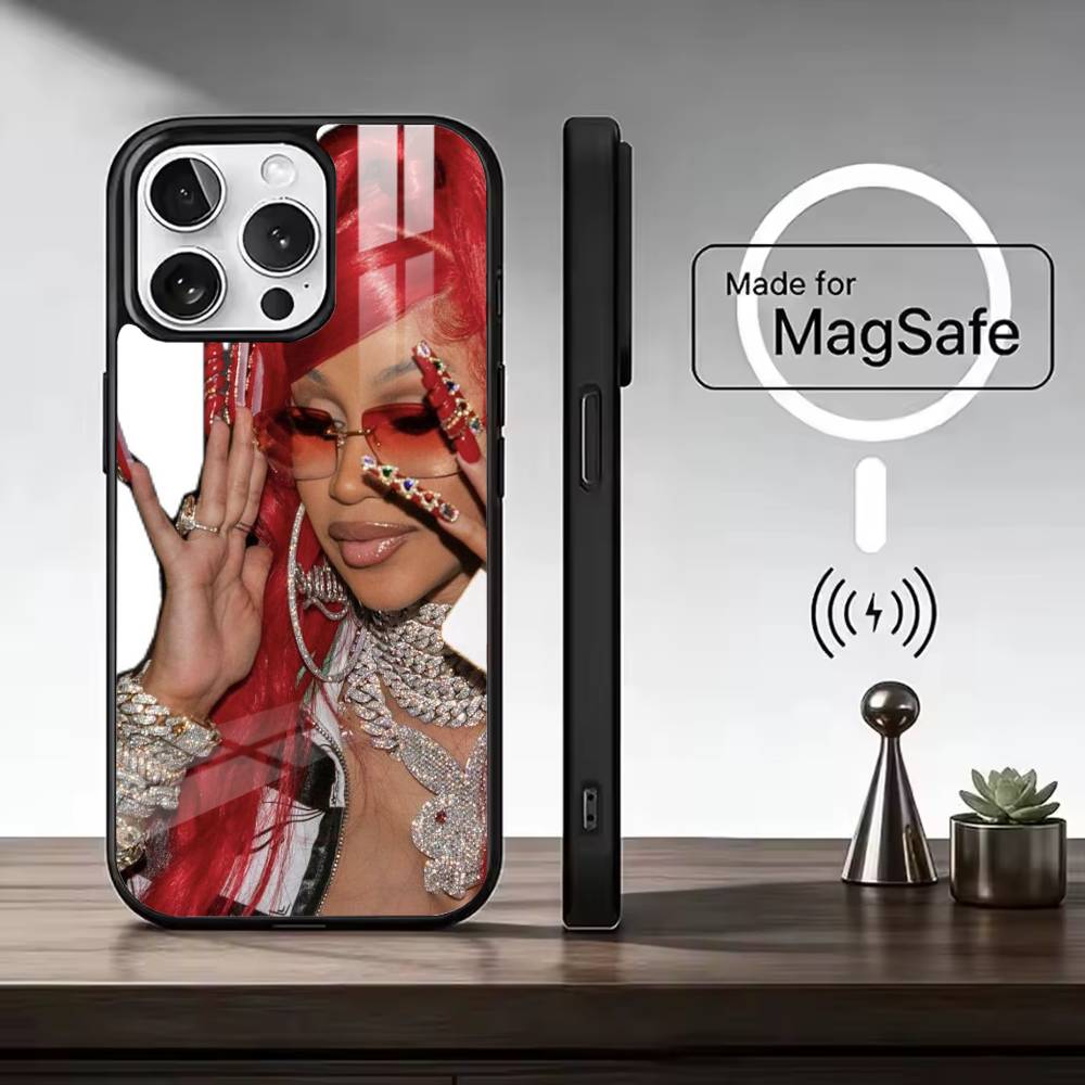 Hip Hop C-Cardi B Phone Case For iPhone17,16,15,14,13,12,11 Plus,Pro Max, New Magnetic Wireless Charging