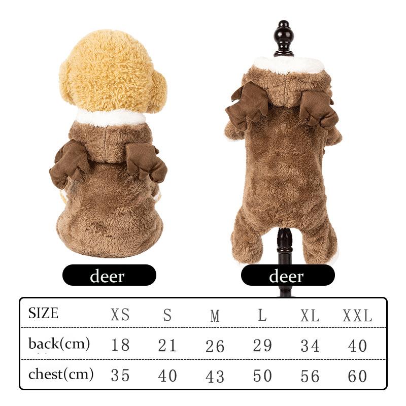 Cartoon Winter Puppy Clothes Coral Velvet Warm Pet Outfit XS-L for Corgi Chihuahua Dinosaur Panda Elk