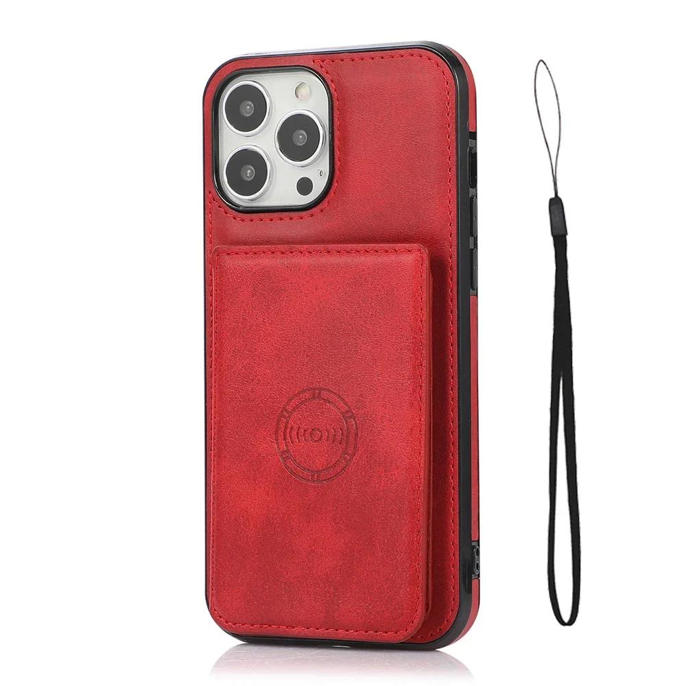 Custodia Portafoglio Magnetica a Libro per iPhone 13 12 Mini 16 15 14 11 Pro XS Max XR X 7 8 Plus Porta Carte di Credito Copertura in Pelle