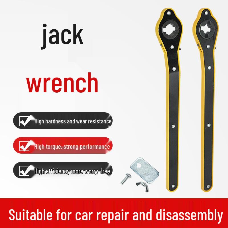 Effort-Saving Car Jack Wrench for Onboard Use - Scissor Type Ratchet Hand Crank Tire Tool