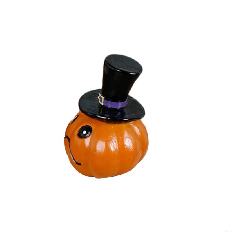 Horror Theme Resins Crafts Smiling Pumpkin Figurine For Halloween Shelf Decors HX6C