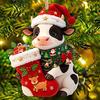 Farm Themed Xmas Decorations Cute Cow Christmas Ornament, Acrylic Cartoon Milk Hanging Decoration, 2D Durable Printed Keepsakes Flat Farmhouse Animal