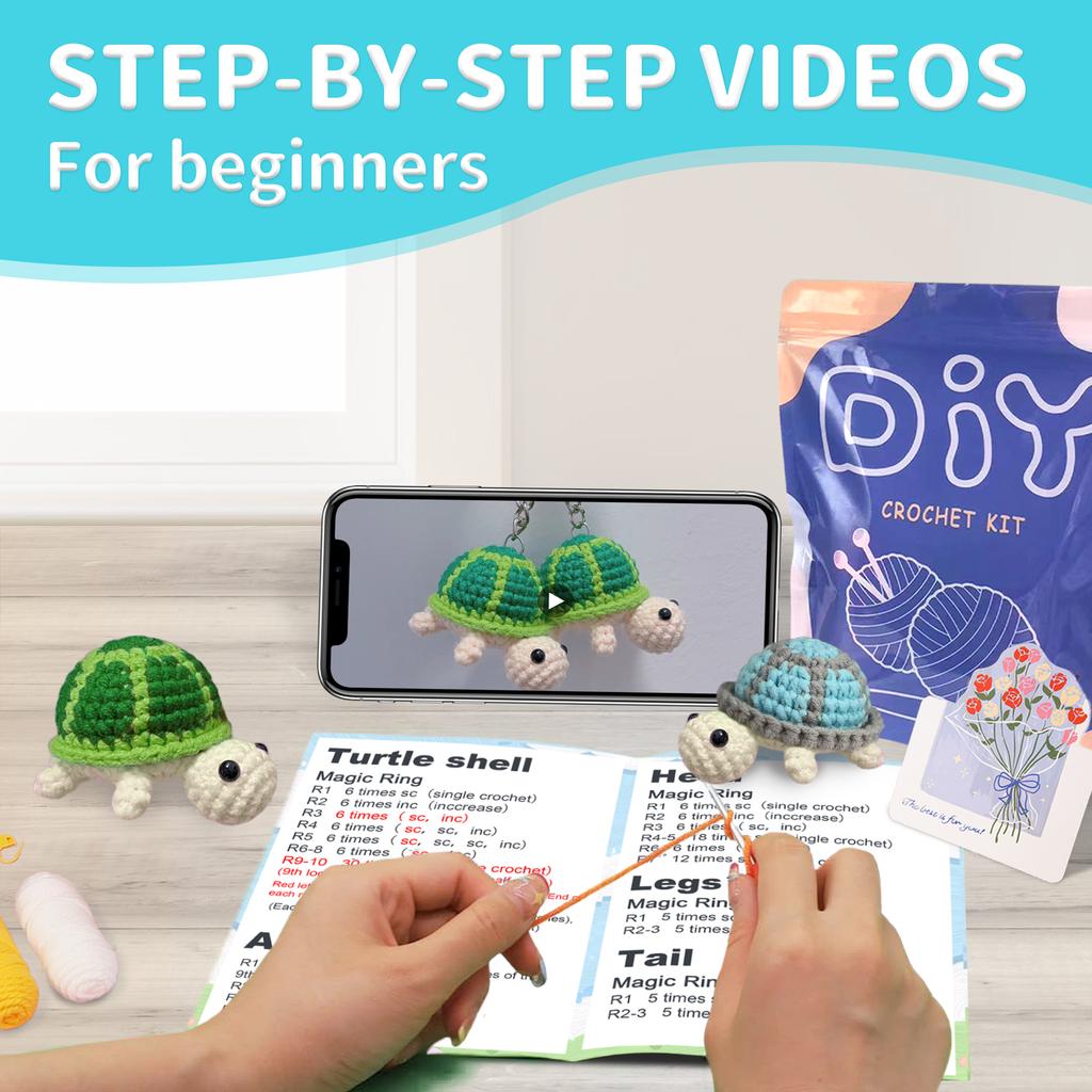 Turtle Knitting Kit for Beginners, Perfect Gift Idea for Craft Enthusiasts(Accessories In Random Color)