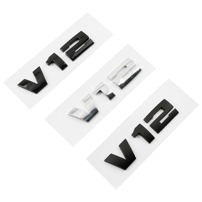 NEW ABS V6 V8 V12 logo Side rear trunk  emblem black silver logo sticker Decal Replacement for BMW