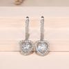 Hollow Heart Halo Round Center Stone Dangle Leverback Earrings Women Drop Ear Jewelry