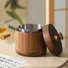 Round Wood Ashtray with Cover Smoke Holder Luxury Desktop Ash Tray  Home Decoration